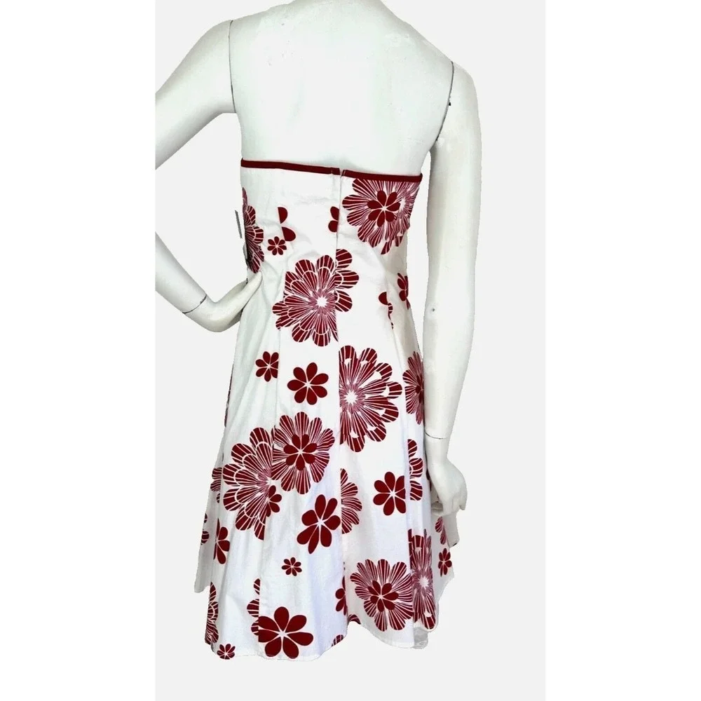 Byer California White Strapless Dress with Burgundy Floral Print